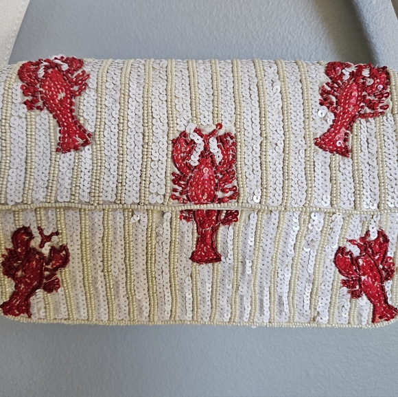 Viral Handcrafted in India Beaded Lobster Shoulder Bag 🦞 NWT - Picture 3 of 9